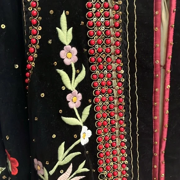 John Mark Black Velvet Jacket with Floral Embroidery. Size L. NWT - Picture 14 of 14